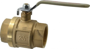 Value Collection 2-1/2" Pipe, Full Port, Brass Full Port Ball Valve Inline - Two Way Flow, FNPT x FNPT Ends, Lever Handle, 450 WOG, 150 WSP TXN250 - 52763489