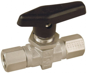 Parker Hannifin 1/2" Pipe, FNPT x FNPT End Connections, Stainless Steel, Inline, Two Way Flow, Instrumentation Ball Valve 6,000 psi WOG Rating, Wedge Handle, PTFE Seal, PTFE Seat 8F-B8LJ2-SSP - 86857455