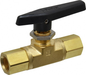 Parker Hannifin 1/2" Pipe, FNPT x FNPT End Connections, Brass, Inline, Two Way Flow, Instrumentation Ball Valve 3,000 psi WOG Rating, Wedge Handle, PTFE Seal, PTFE Seat 8F-B8LJ2-BP - 86929536