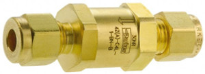 Parker Hannifin 1/4" Brass Check Valve Inline, Comp x Comp, 3,000 WOG 4Z-C4L-1-BN-B - 86723277