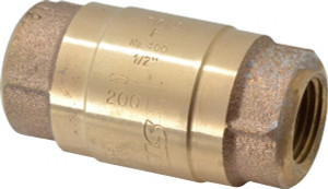 Strataflo 1/2" Brass Check Valve Inline, FNPT x FNPT, 400 WOG 400-050 - 45763034