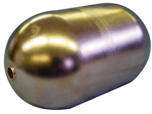 Made in USA 3" Diam x 7" Long, Oblong, Tubed Through Connection, Metal Float 3/8" Rod Thread, Copper, 25 Max psi, 20 Gauge OC3X720T38 - 07428998