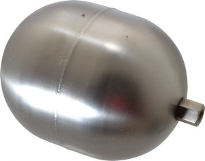 Made in USA 4" Diam x 5" Long, Oblong, Hex Spud Connection, Metal Float 1/4-20 Thread, Stainless Steel, 200 Max psi, 25 Gauge OS4X5254S - 56489743