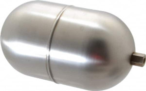 Made in USA 4" Diam x 7" Long, Oblong, Hex Spud Connection, Metal Float 1/4-20 Thread, Stainless Steel, 150 Max psi, 19 Gauge OS4X7194D - 56489818