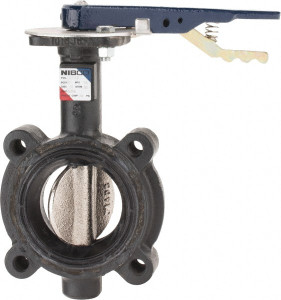NIBCO 3" Pipe, Lug Butterfly Valve Lever Handle, Ductile Iron Body, Buna-N Seat, 250 WOG, Ductile Iron Disc, Stainless Steel Stem NLG250F - 86537651