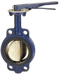 NIBCO 5" Pipe, Wafer Butterfly Valve Lever Handle, Cast Iron Body, Buna-N Seat, 200 WOG, Ductile Iron Disc, Stainless Steel Stem NLJ160J - 86918083
