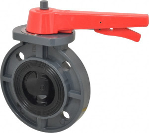 Simtech Process Systems 3" Pipe, Wafer Butterfly Valve Lever Handle, PVC Body, EPDM Seat, 150 WOG, Polypropylene Disc, Stainless Steel Stem BFP 111 6 030 - 31738180