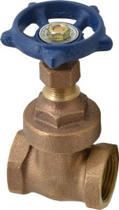 Legend Valve 3/4" Pipe, Threaded Bronze Solid Wedge Stem Gate Valve 200 WOG, 125 WSP, Screw Over Bonnet 104-654 - 36895183