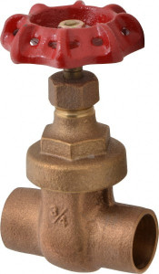 Legend Valve 3/4" Pipe, Soldered Bronze Solid Wedge Stem Gate Valve 200 WOG, 125 WSP, Screw Over Bonnet 104-664 - 36895241