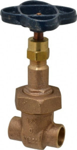 NIBCO 1/2" Pipe, Class 150, Soldered Bronze Solid Wedge Rising Stem Gate Valve 300 WOG, 150 WSP, Bolted Bonnet NJ1M006 - 80017486