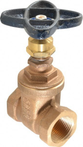 NIBCO 1" Pipe, Class 150, Threaded Bronze Solid Wedge Stem Gate Valve 300 WOG, 150 WSP, Screw-In Bonnet NL1J00A - 81928657