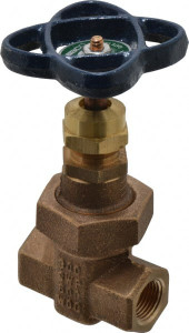 NIBCO 3/8" Pipe, Class 300, Threaded Bronze Alloy Solid Wedge Stem Gate Valve 600 WOG, 300 WSP, Union Bonnet NL2I005 - 82029562