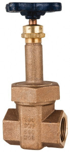 NIBCO 2" Pipe, Class 300, Threaded Bronze Alloy Solid Wedge Stem Gate Valve with Stainless Steel Trim 600 WOG, 300 WSP, Union Bonnet NL2IS0D - 82029612