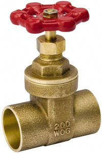 Value Collection 1/2" Pipe, Class 150, C x C Brass Wedge Compact Gate Valve 200 WOG, 200 WSP, Screw Over Bonnet, For Use with Water, Oil & Gas 100-453NL - 45884103