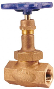 NIBCO 1-1/4" Pipe, Threaded Ends, Bronze Renewable Full Plug Disc Globe Valve Alloy Threads Disc, Union Bonnet, 600 psi WOG, 300 psi WSP, Class 300 NL3ZN0B - 82310657