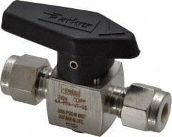 Parker Hannifin 1/4" Pipe, 3,000 psi WOG Rating, 316 Stainless Steel, Inline, One Way Instrumentation Plug Valve Wedge Handle, Viton Seal 4A-PR4-VT-SS - 86857224