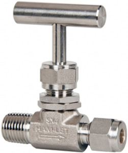 Ham-Let 5,000 Max psi, 1/4" Pipe, 316 Grade Stainless Steel, Inline Stem Vee Instrumentation Needle Valve MNPT x Compression End Connections, Swaglok SS-1VM4-S4 3204946 - 85552164