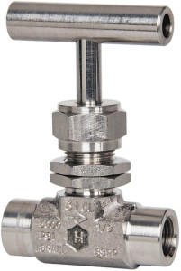 Ham-Let 5,000 Max psi, 1/4" Pipe, 316 Grade Stainless Steel, Inline Stem Vee Instrumentation Needle Valve FNPT x FNPT End Connections, Swaglok SS-1VF4-SH 3204828 - 85546802