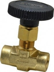 Parker Hannifin 3,000 Max psi, 1/4" Pipe, Brass, Inline Instrumentation Needle Valve FNPT x FNPT End Connections 4F-V6LN-B - 85259000