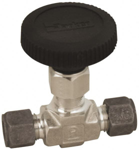 Parker Hannifin 5,000 Max psi, 1/8" Pipe, 316 Grade Stainless Steel, Inline Instrumentation Needle Valve Compression x Compression CPI End Connections 2Z-V4LN-SS - 86640596