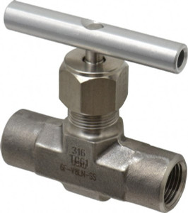 Parker Hannifin 5,000 Max psi, 3/8" Pipe, 316 Grade Stainless Steel, Inline Instrumentation Needle Valve FNPT x FNPT End Connections 6F-V8LN-SS - 86640653