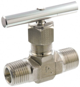 Parker Hannifin 5,000 Max psi, 1/2" Pipe, 316 Grade Stainless Steel, Inline Instrumentation Needle Valve MNPT x MNPT End Connections 8M-V8LN-SS - 86640703
