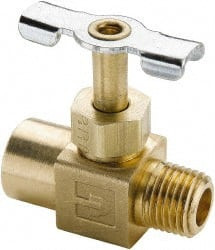 Parker Hannifin 1/4" Pipe, Inline Needle Valve FNPTF x MNPTF Ends, Brass Valve, 150 Max psi NV108P-4 - 03005071