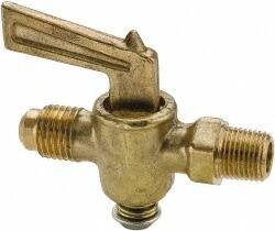 Parker Hannifin 1/8" Pipe, 1/4" Tube, Flare to Male Pipe Drain Cock & Shutoff Valve 1/8-27 Thread, 30 Max psi V204F-4-2 - 32135691