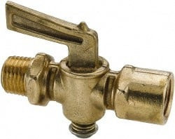 Parker Hannifin 1/4" Pipe, Female Pipe to Male Pipe Drain Cock & Shutoff Valve 1/4-18 Thread, 30 Max psi V402P-4-4 - 32135790
