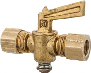 Parker Hannifin 3/8" Tube, Compression Pipe to Compression Pipe Drain Cock & Shutoff Valve 3/8-18 Thread, 30 Max psi V303C-6-6 - 32135725