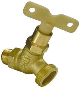 B&K Mueller 1/2" Pipe, 125 psi WOG Rating, Brass Hose Bibb, Stop Valve Loose Key Handle, MNPT x GHT End Connections 102-333HC - 09347030