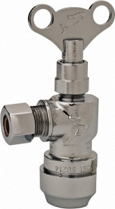 SharkBite 1/2 & 3/8" Pipe, 200 psi WOG Rating, Brass Angle Stop Valve Loose Key Handle, Push Fit End Connections, For Potable Water Applications 24731LF - 33279670