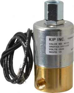 KIP Norgren 120/60 VAC 1/4" Port Brass Direct Acting Solenoid Valve Normally Closed, 125 Max psi 651144-120/60 - 07421035