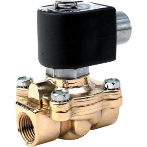 Parker Hannifin 120/60 - 110/50 VAC 1/2" NPT Port Brass Two-Way Internally Piloted Diaphragm Solenoid Valve Normally Closed, 200 Max psi 08624546 - 08624546