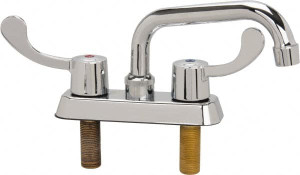 B&K Mueller Standard, Two Handle Design, Chrome, Deck Mount, Laundry Faucet 6 Inch Spout, Wrist Blade Handle 225-504 - 70147251