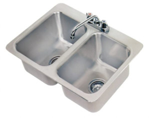 Advance Tabco 10" Long x 14" Wide Inside, 2 Compartment, Stainless Steel Stainless Steel Drop In Sink 20 Gauge, 24-7/8" Long x 18-1/2" Wide Outside, 10" Deep DI-2-10 - 08940850
