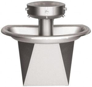 Bradley Semi-Circular, Infrared Sensor, External Drain, 36" Diam, 3 Person Capacity, Stainless Steel, Wash Fountain 0.5 GPM S93-630 - 40742397