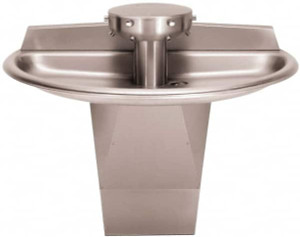 Bradley Semi-Circular, Foot-Controlled, External Drain, 54" Diam, 4 Person Capacity, Stainless Steel, Wash Fountain 0.5 GPM S93-632 - 40742371