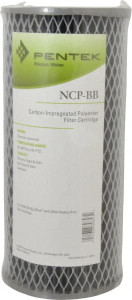 Pentair 4-1/2" OD, 10µ, Carbon Impregnated Non-Cellulose Pleated Cartridge Filter 9-3/4" Long, Reduces Tastes, Odors & Sediments 155398-43 - 37023397