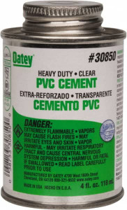 Oatey 4 oz Heavy Duty Cement Clear, Use with PVC up to 12" Diam 30850 - 37036027