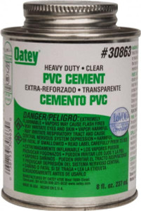 Oatey 8 oz Heavy Duty Cement Clear, Use with PVC up to 12" Diam 30863 - 37036035