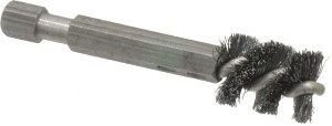 Made in USA 3/8 Inch Inside Diameter, 1/2 Inch Actual Brush Diameter, Carbon Steel, Power Fitting and Cleaning Brush 1/4 Shank Diameter, 2-3/4 Inch Long, Hex Shaft Stem 09-660006-H - 03715638