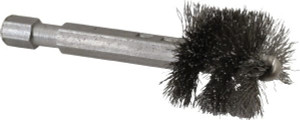 Made in USA 7/8 Inch Inside Diameter, 1 Inch Actual Brush Diameter, Carbon Steel, Power Fitting and Cleaning Brush 1/4 Shank Diameter, 2-3/4 Inch Long, Hex Shaft Stem 09-660014-H - 03715679