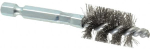 Schaefer Brush 1/2 Inch Inside Diameter, 11/16 Inch Actual Brush Diameter, Carbon Steel, Power Fitting and Cleaning Brush 1/4 Shank Diameter, 3-1/8 Inch Long, Hex Shaft Stem, 5/8 Inch Refrigeration Outside Diameter 09546-12 - 56489214