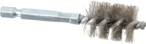 Schaefer Brush 5/8 Inch Inside Diameter, 13/16 Inch Actual Brush Diameter, Stainless Steel, Power Fitting and Cleaning Brush 1/4 Shank Diameter, 3-1/8 Inch Long, Hex Shaft Stem, 3/4 Inch Refrigeration Outside Diameter 09747-12 - 56489289