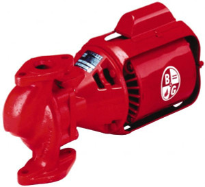 Bell & Gossett 3/4 hp, 20-1/4" Long, 1 Phase, Cast Iron Housing, Brass Impeller, Inline Circulator Pump 115/230 Volt, 60 Hz, 12" Flange Width, Flanges Included, Bell & Gossett Part No. 105097, 125 Max psi, ODP Motor 105097 - 07499106