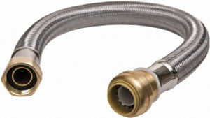 SharkBite 3/4" Push to Connect Inlet, 3/4" FIP Outlet, Braided Stainless Steel Flexible Connector Stainless Steel, Use with Water Air Connectors U3088FLEX18LF - 33278763
