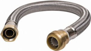SharkBite 3/4" Push to Connect Inlet, 3/4" FIP Outlet, Braided Stainless Steel Flexible Connector Stainless Steel, Use with Water Air Connectors U3088FLEX24LF - 33278755