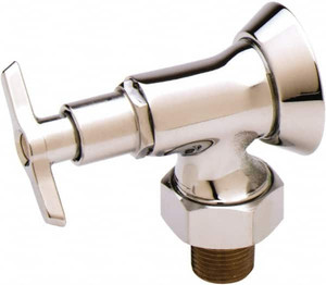 T&S Brass Flange 1/2 Inlet, 125 Max psi, Chrome Plated, Chrome Plated Loose Key Stop 1/2 NPT Outlet, Angle, Chrome Handle B-1350 - 32064578