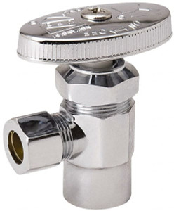 Value Collection FIP 3/8 Inlet, 125 Max psi, Chrome Finish, Brass Water Supply Stop Valve 3/8 Compression Outlet, Angle, Chrome Handle, For Use with Any Water Supply Shut Off Application 192-122HC - 45884004
